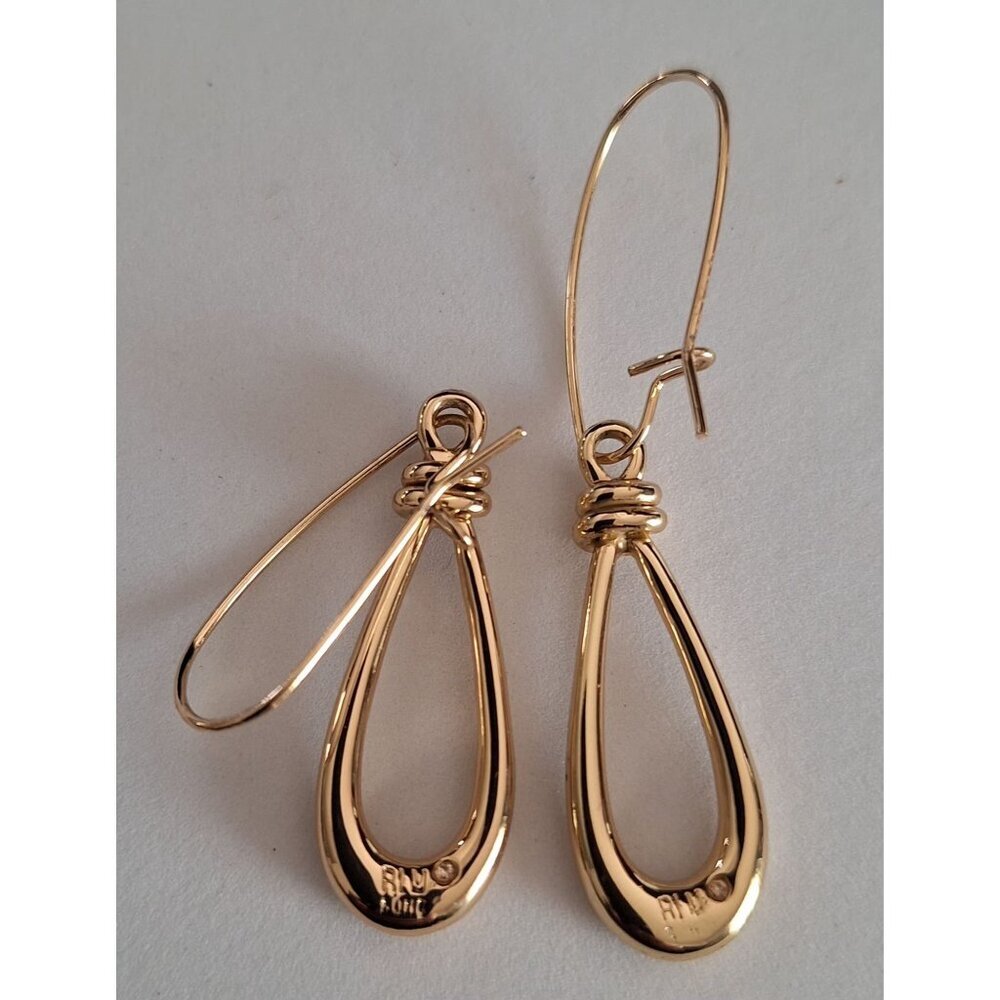 Robert Lee Morris Soho Gold-tone Teardrop Earrings – Sculptural Drop Design - Picture 2 of 8